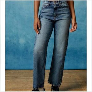 Urban Outfitters super high rise cowboy straight leg blue jeans
